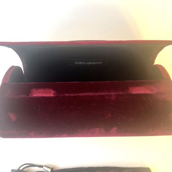 NEW DOLCE & GABBANA Sunglasses Glasses Hard Case Burgundy Velvet with Pouch - Picture 5 of 6